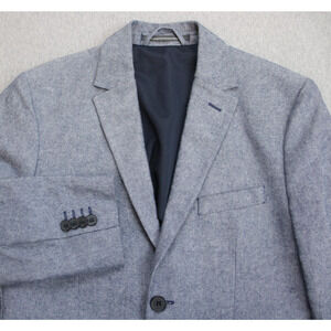 H&M Blazer Mens Size 34R Blue 100% Cotton Slim Fit 2 Button Sports Jacket